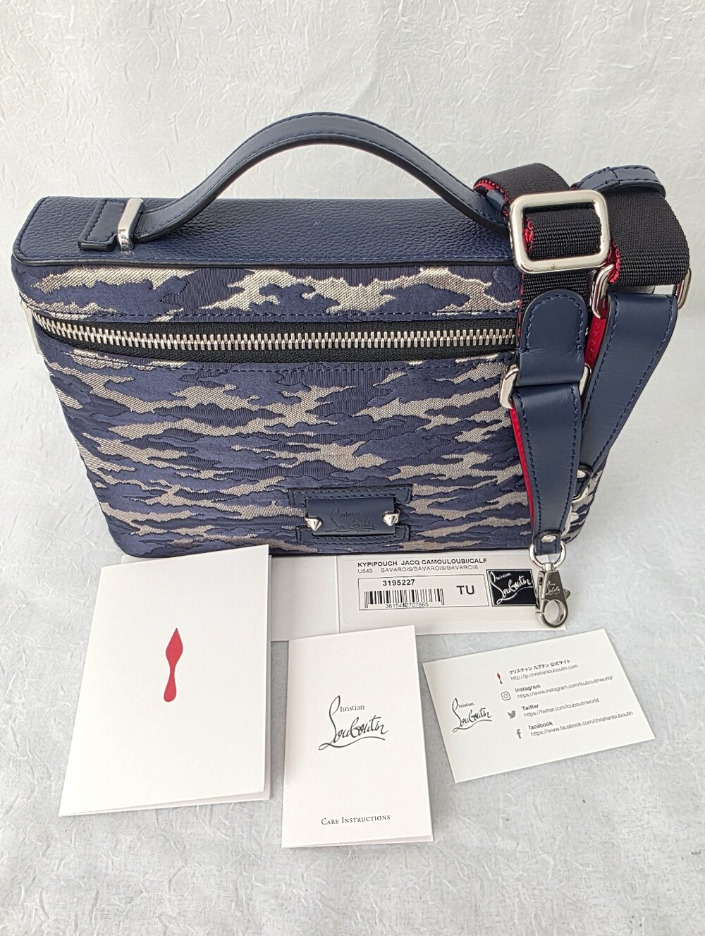 Auth Christian Louboutin Kypipouch Camouflage Messenger Bag